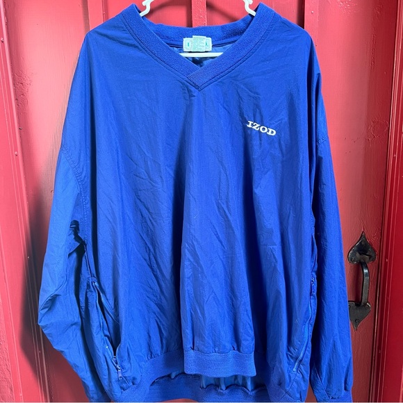 Izod Other - Vintage-Men’s IZOD Blue Pullover Windbreaker Golf Jacket-Size XL - V Neck.